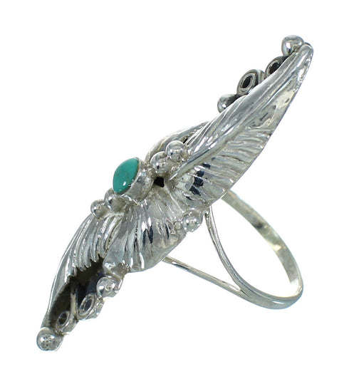Southwestern Genuine Sterling Silver Jewelry Turquoise Ring Size 7 AX90482